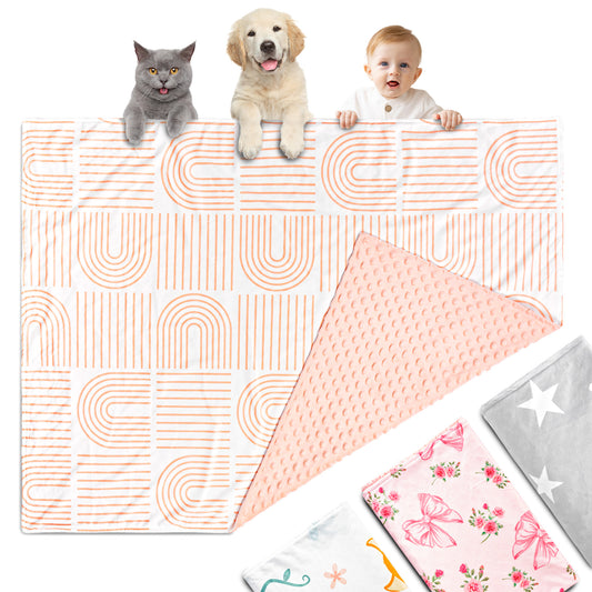 Beavtaens Baby Blanket, Double Layer Dotted Backing, Soft Plush for Newborn, 30"x 40", Yellow Rainbow