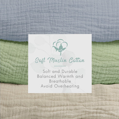 Beavtaens Muslin Changing Pad Cover, Solid Color, 100% Cotton, Washable, 3-Pack, for 0-2 Years Infant Boys Girls (Light Blue & Green)