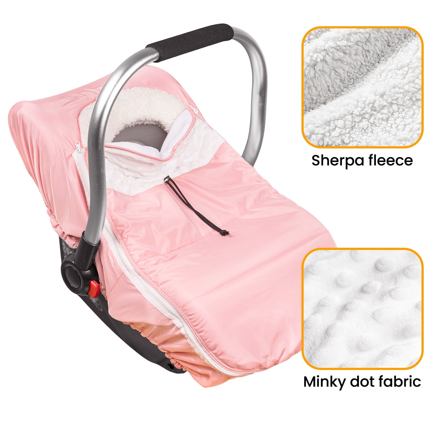 Beavtaens Winter Baby Car Seat Cover, Warm Cozy Breathable, Watreproof Carseat Canopy for Boys, Pink