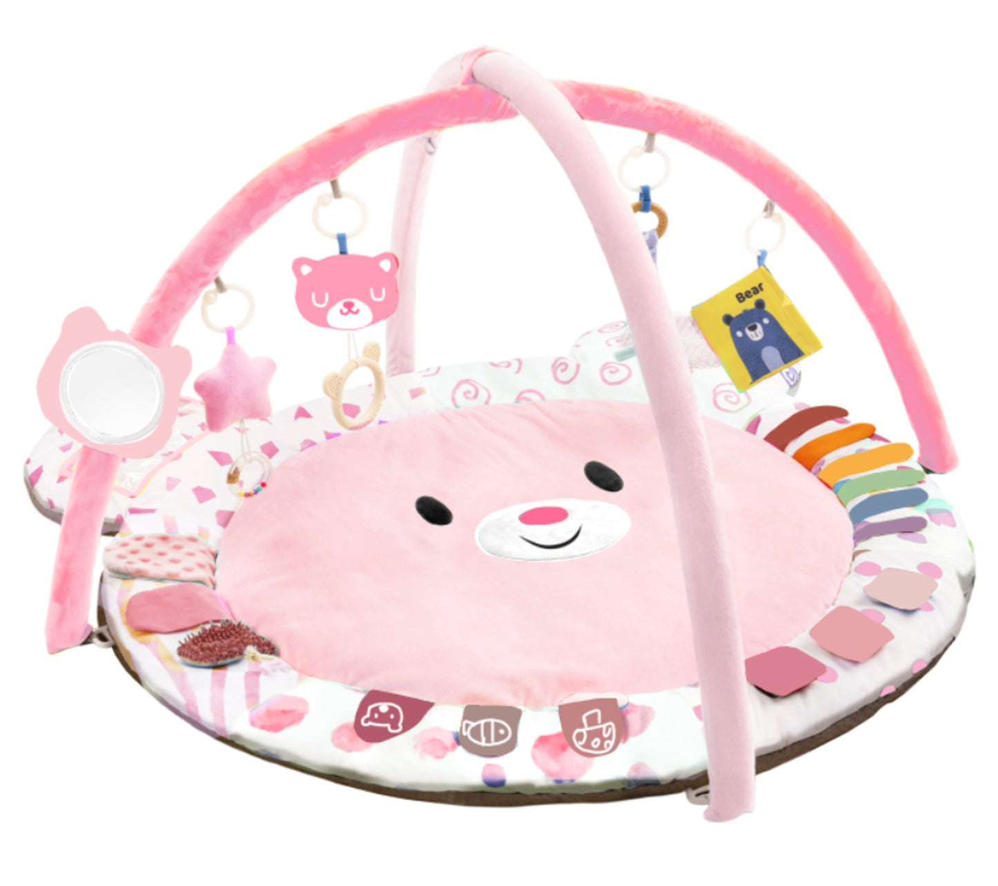 Beavtaens Baby Gym Play Mat, Large Mat with 5 Sensory Zones, 4-in-1 Tummy Time for Infants 0-18M