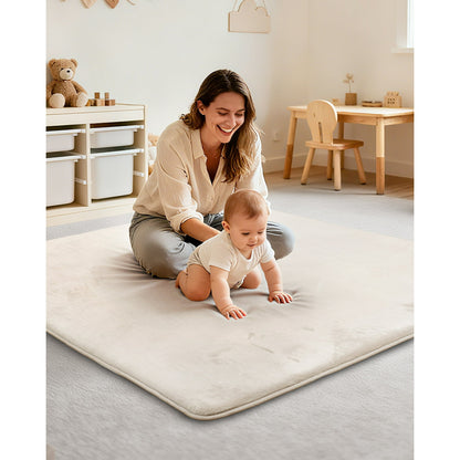 Beavtaens Baby Play Mat for Floor, Foam 50"x50"x1.2" Playpen Mat, Velvet, Thickened, for 0-4 Years (Beige)