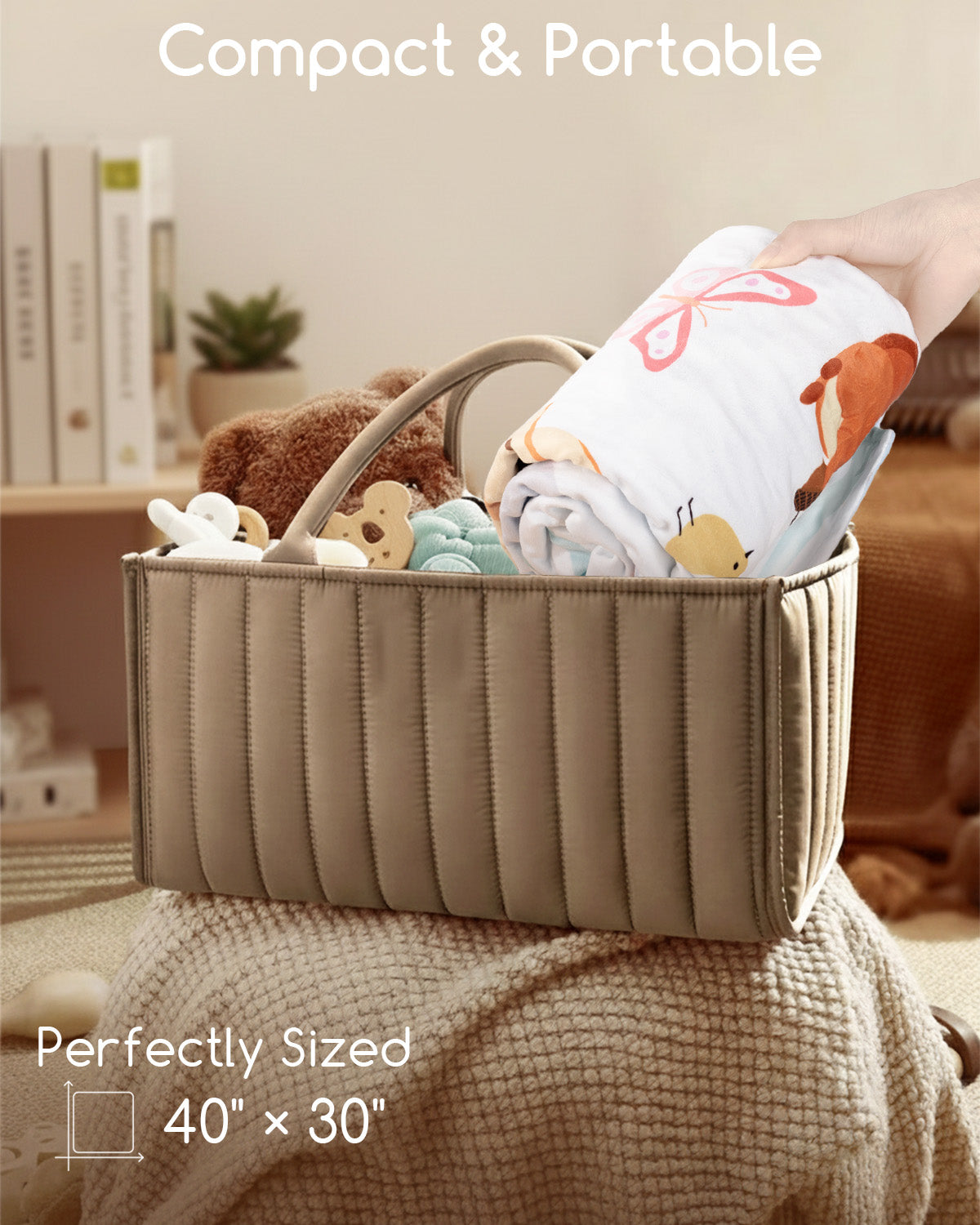 Beavtaens Baby Blanket, Double Layer Dotted Backing, Soft Plush for Newborn, 30"x 40", White Animals