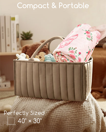 Beavtaens Baby Blanket, Double Layer Dotted Backing, Soft Plush for Newborn, 30"x 40", Pink Bow