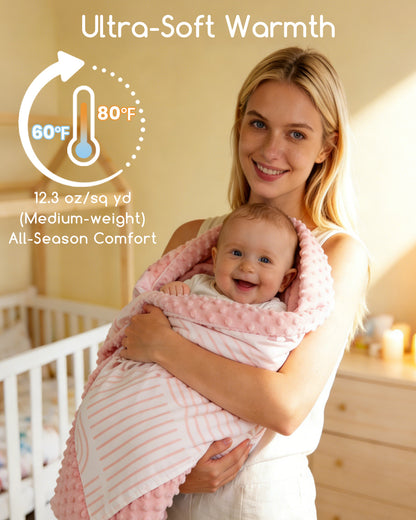 Beavtaens Baby Blanket, Double Layer Dotted Backing, Soft Plush for Newborn, 30"x 40", Yellow Rainbow