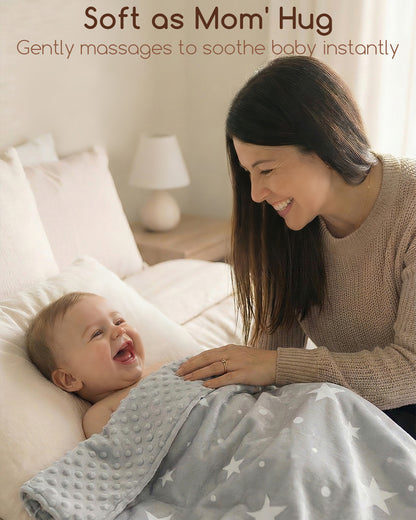 Beavtaens Baby Blanket, Double Layer Dotted Backing, Soft Plush for Newborn, 30"x 40", Grey Stars