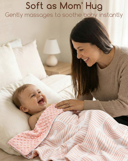 Beavtaens Baby Blanket, Double Layer Dotted Backing, Soft Plush for Newborn, 30"x 40", Yellow Rainbow