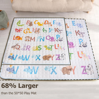 Beavtaens Baby Play Mat, 71x59 Playpen Mat (Animal Alphabets)