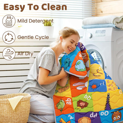 Beavtaens Baby Play Mat, Foam 50" X 50" Playpen Mat, Thick Crawling Portable Baby Floor Mat, Non-Slip, Machine Washable (Educational)