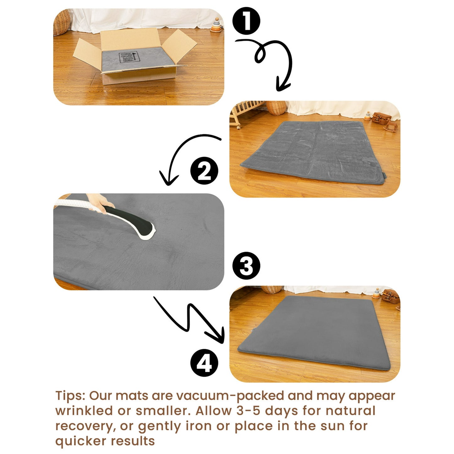 Beavtaens Baby Play Mat for Floor, Foam 50"x50"x1.2" Playpen Mat, Velvet, Thickened, for 0-4 Years