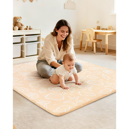 Beavtaens Baby Play Mat for Floor, Foam 50"x50"x1.2" Playpen Mat, Velvet, Thickened, for 0-4 Years (Shell)