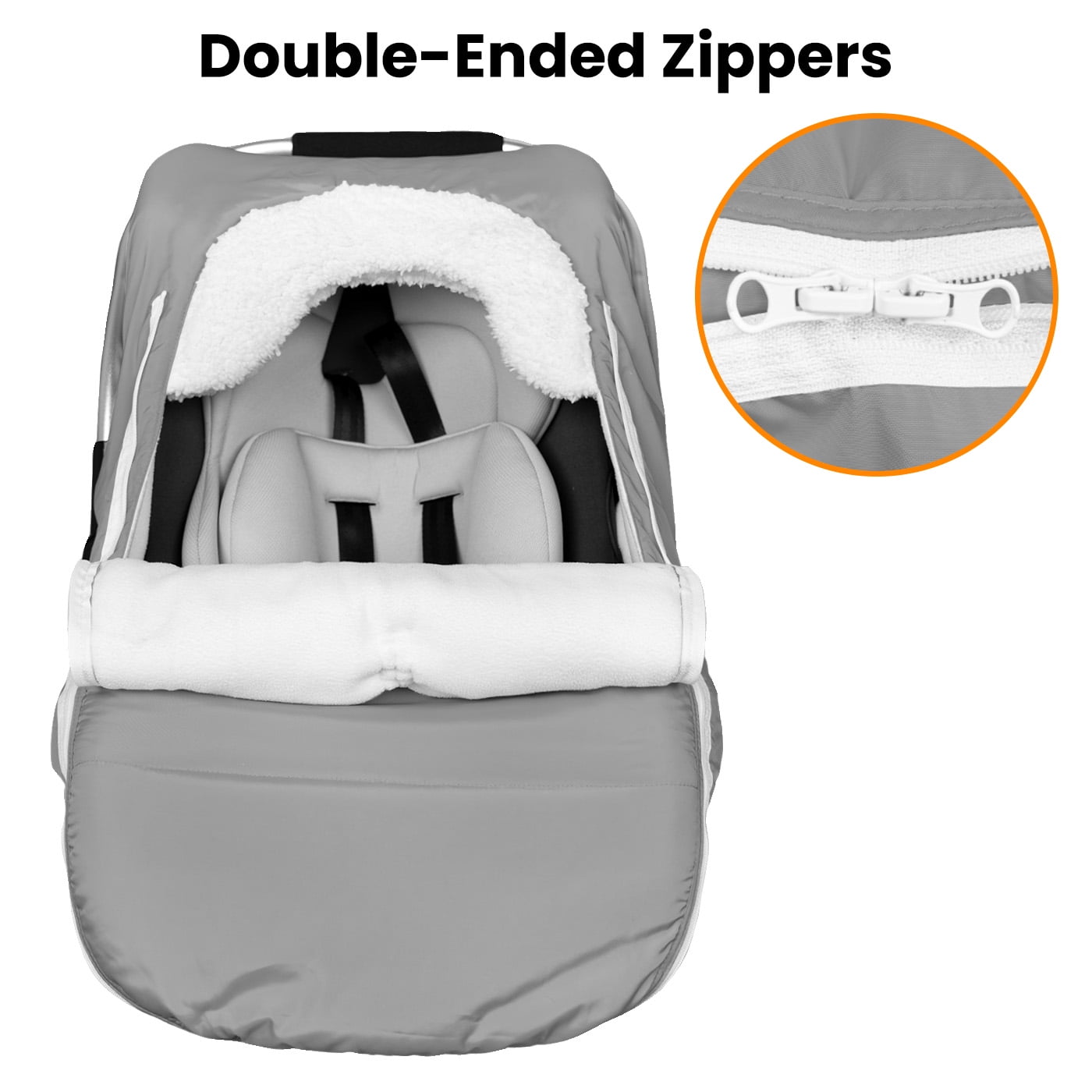 Beavtaens Winter Baby Car Seat Cover, Warm Cozy Breathable, Watreproof Carseat Canopy for Boys, Grey