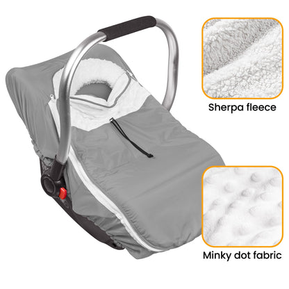 Beavtaens Winter Baby Car Seat Cover, Warm Cozy Breathable, Watreproof Carseat Canopy for Boys, Grey