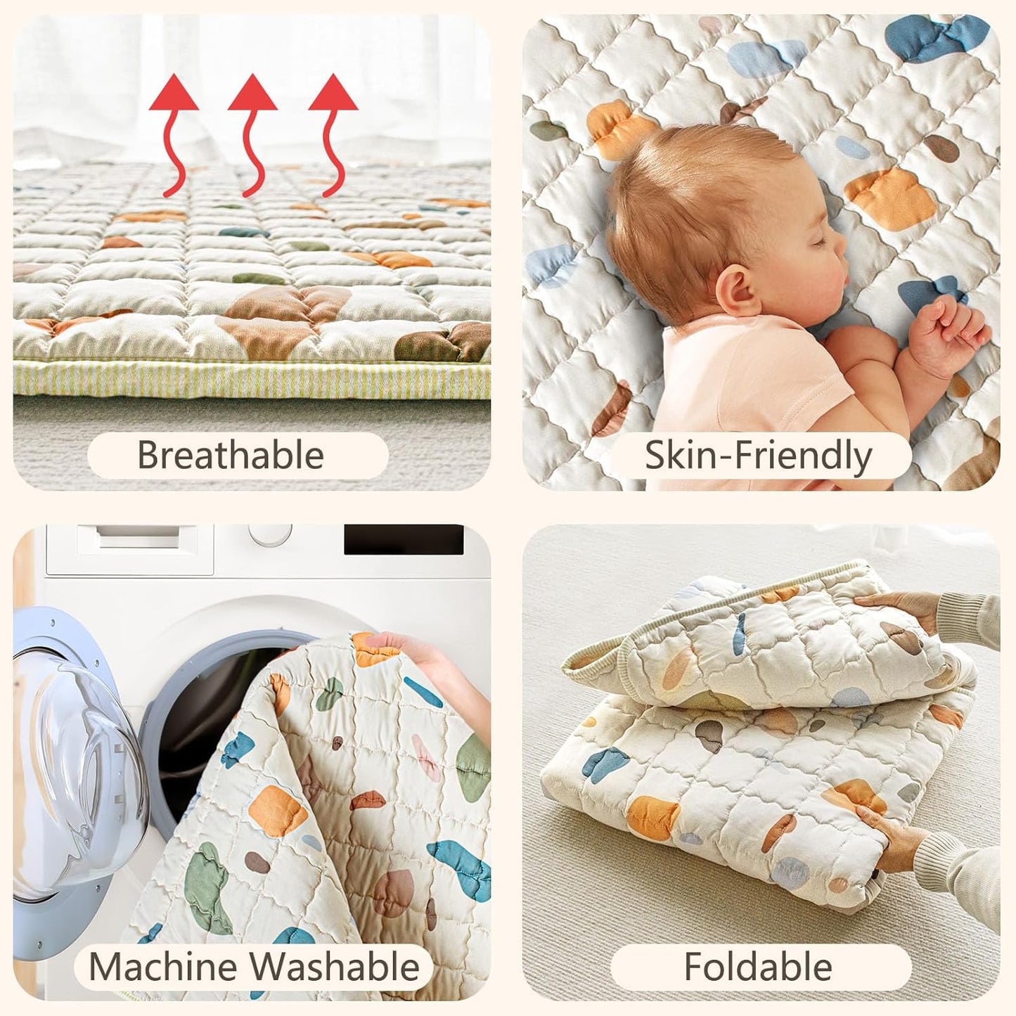 Beavtaens Baby Play Mat, 50x50 Playpen Mat  (Boho)