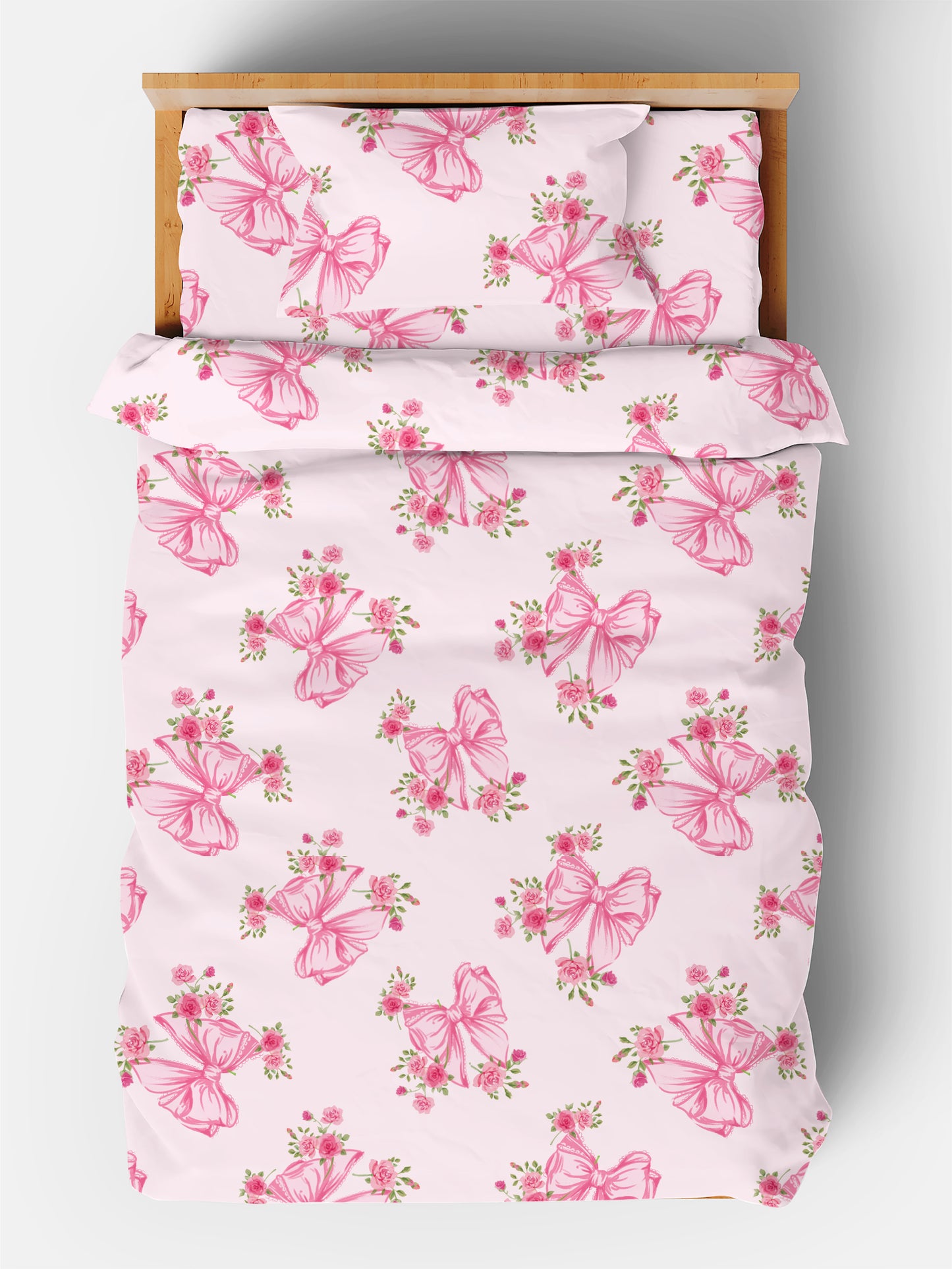 Beavtaens 4 Piece Toddler Bedding Set, Breathable and Soft Baby Sheet Set, Includes Quilted Comforter, Flat Sheet, Fitted Sheet and Pillowcase for Girls