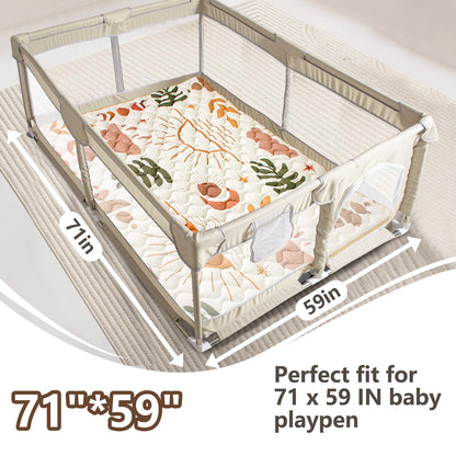 Beavtaens Baby Play Mat 71"*59" - Boho Nature