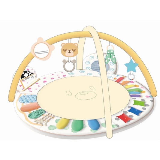 Beavtaens Baby Gym Play Mat, Large Mat with 5 Sensory Zones, 4-in-1 Tummy Time for Infants 0-18M