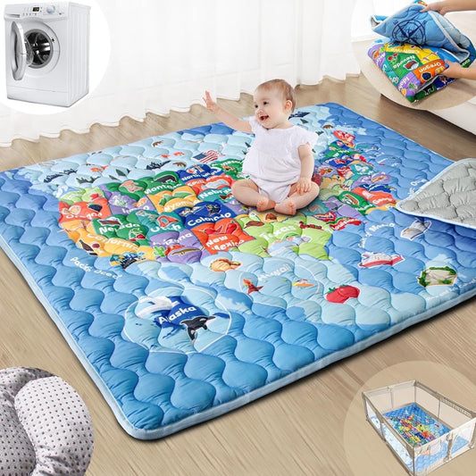 Beavtaens Baby Play Mat 71"*59" - Map