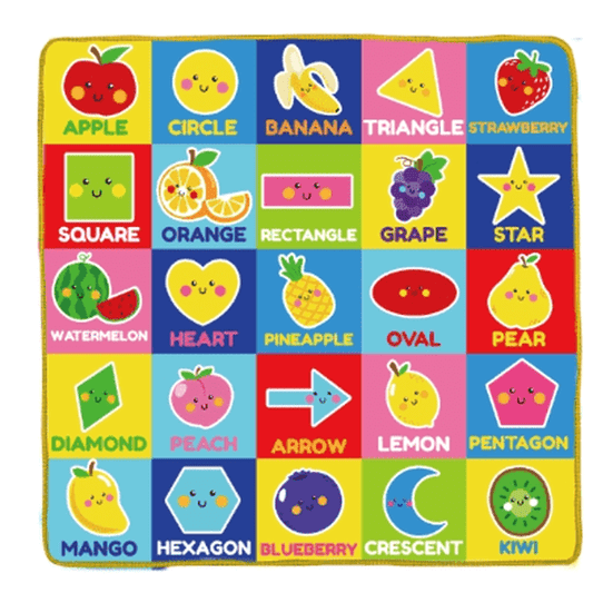 Beavtaens Baby Play Mat, Foam 50" X 50" Playpen Mat, Thick Crawling Portable Baby Floor Mat, Non-Slip, Machine Washable (Fruit)