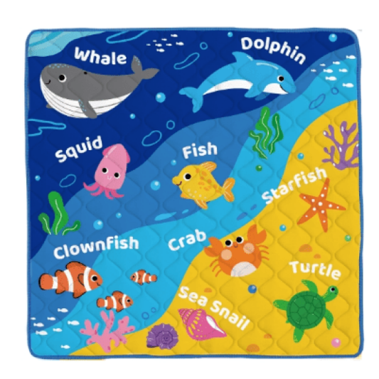 Beavtaens Baby Play Mat, Foam 50" X 50" Playpen Mat, Thick Crawling Portable Baby Floor Mat, Non-Slip, Machine Washable (Ocean)