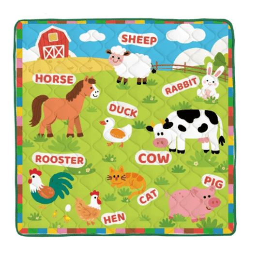 Beavtaens Baby Play Mat, Foam 50" X 50" Playpen Mat, Thick Crawling Portable Baby Floor Mat, Non-Slip, Machine Washable (Farm)