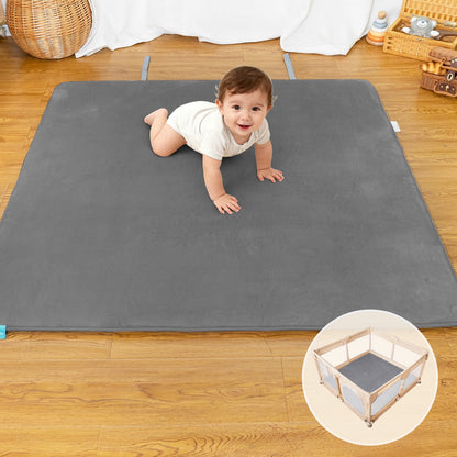Beavtaens Baby Play Mat for Floor, Foam 50"x50"x1.2" Playpen Mat, Velvet, Thickened, for 0-4 Years