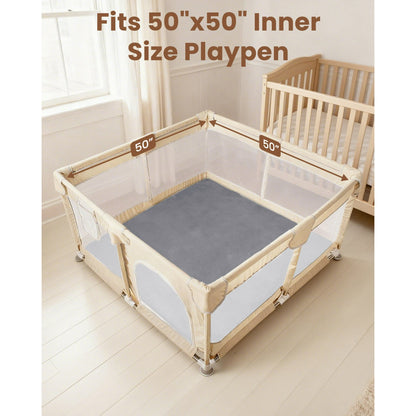 Beavtaens Baby Play Mat for Floor, Foam 50"x50"x1.2" Playpen Mat, Velvet, Thickened, for 0-4 Years