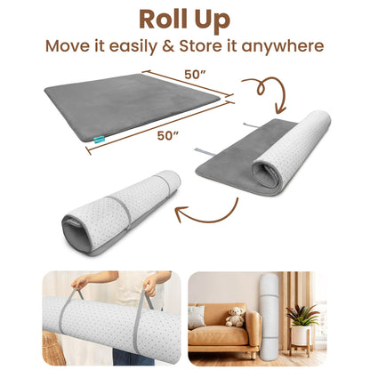 Beavtaens Baby Play Mat for Floor, Foam 50"x50"x1.2" Playpen Mat, Velvet, Thickened, for 0-4 Years