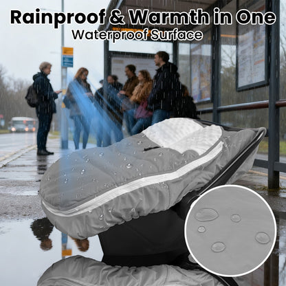 Beavtaens Winter Baby Car Seat Cover, Warm Cozy Breathable, Watreproof Carseat Canopy for Boys, Grey