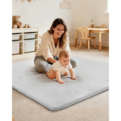 Beavtaens Baby Play Mat for Floor, Foam 50"x50"x1.2" Playpen Mat, Velvet, Thickened, for 0-4 Years (Grey)