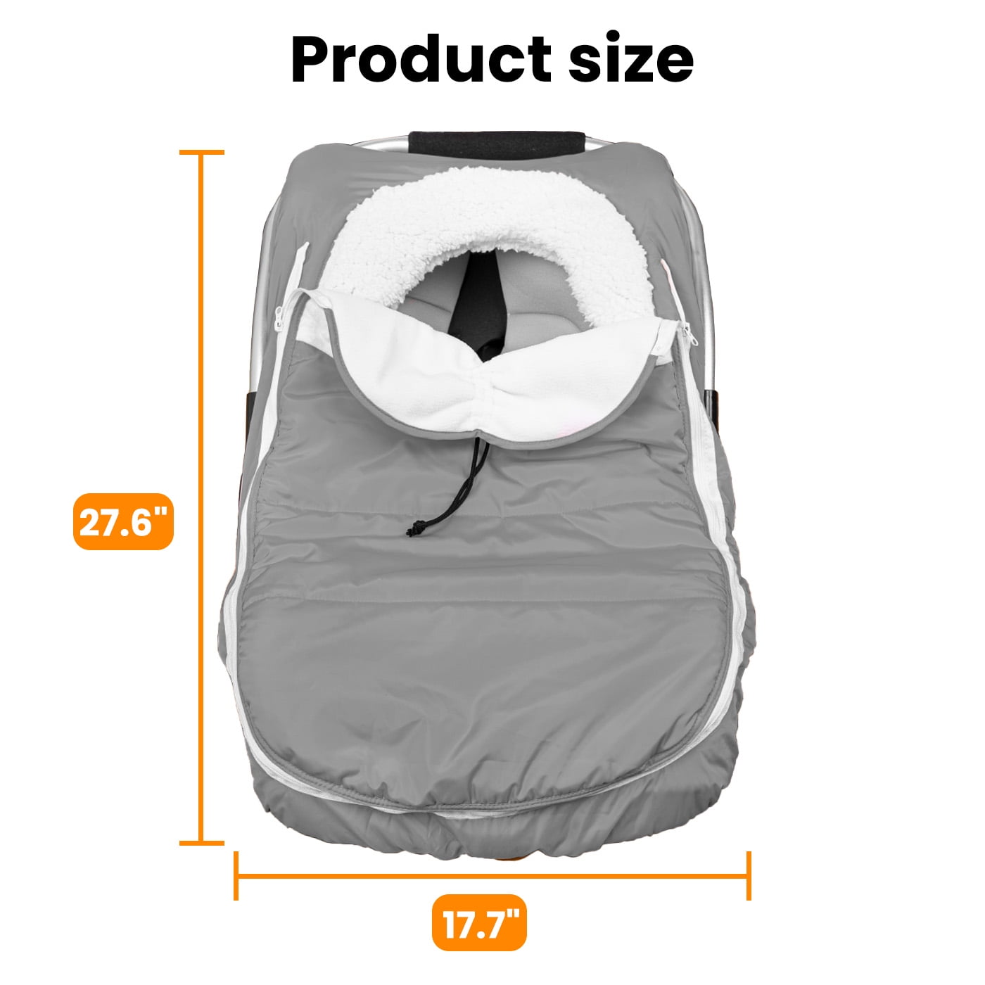 Beavtaens Winter Baby Car Seat Cover, Warm Cozy Breathable, Watreproof Carseat Canopy for Boys, Grey