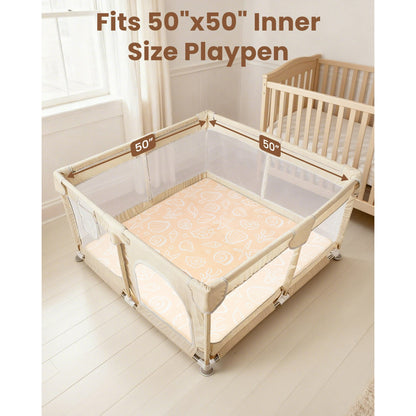 Beavtaens Baby Play Mat for Floor, Foam 50"x50"x1.2" Playpen Mat, Velvet, Thickened, for 0-4 Years (Shell)