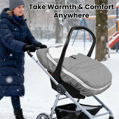 Beavtaens Winter Baby Car Seat Cover, Warm Cozy Breathable, Watreproof Carseat Canopy for Boys, Grey