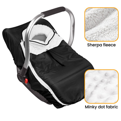 Beavtaens Winter Baby Car Seat Cover, Warm Cozy Breathable, Watreproof Carseat Canopy for Boys, Black